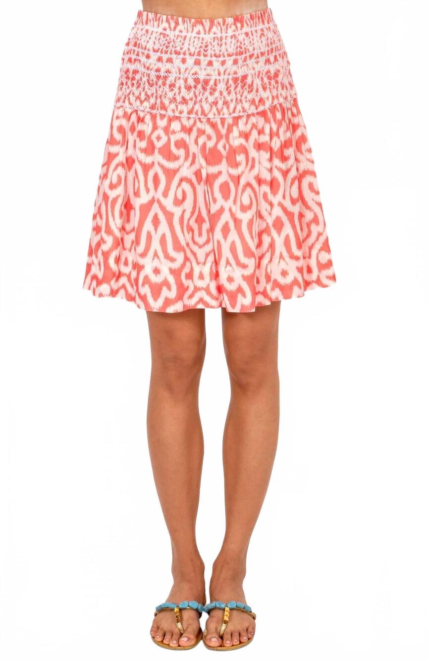 NEW GRETCHEN SCOTT arabesque smocked skirt in melon